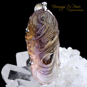 Hand Carved Ametrine Dragon Crystal Pendant