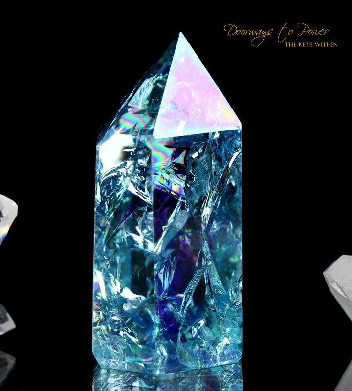 Aqua Aura Quartz Crystal Point