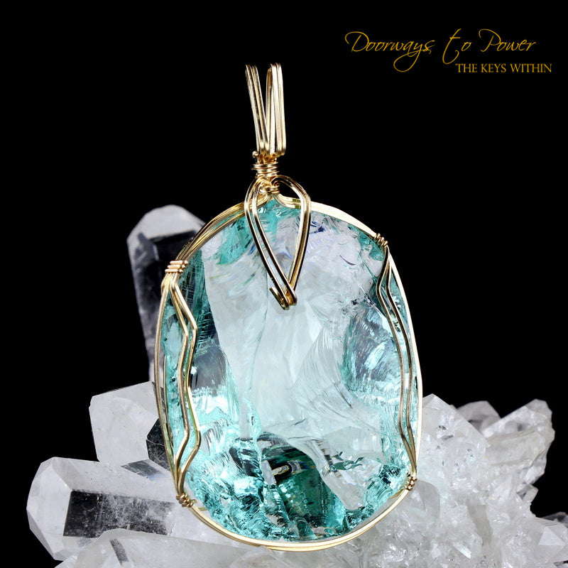 Aqua Serenity Andara Pendant 14k 'Atlantean Hologram' 