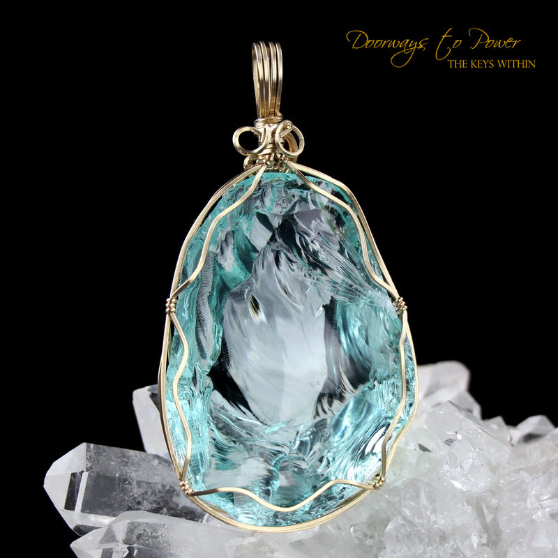 Aqua Serenity Andara Pendant 14k 'Atlantean Hologram'