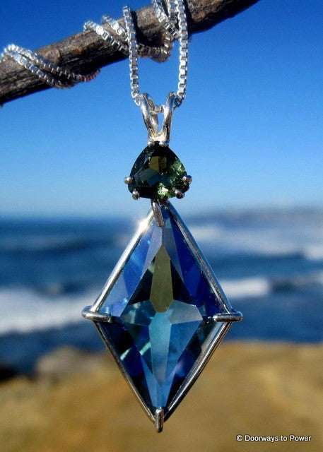 Aqua Aura Moldavite Ascension Star Pendant