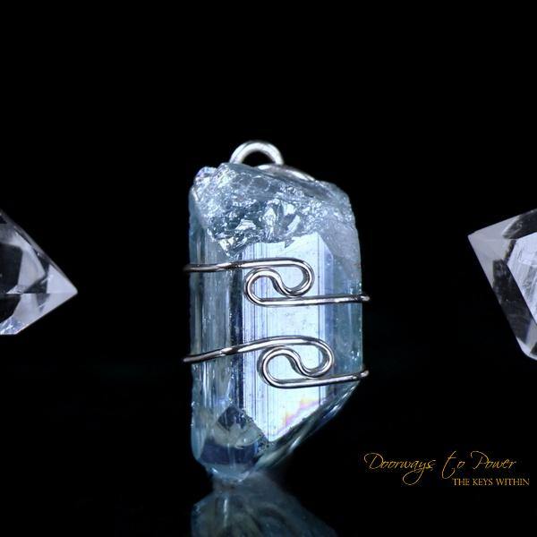 Aqua Aura Danburite Quartz Crystal Pendant