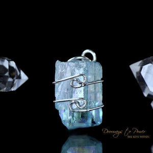 Aqua Aura Danburite Quartz Crystal Pendant