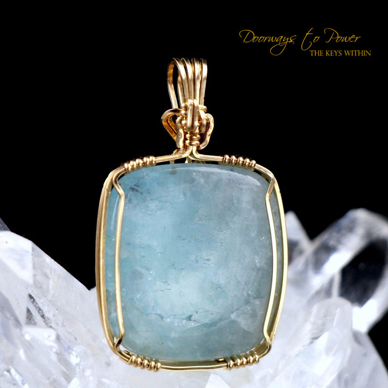 Aquamarine Crystal Pendant 14k