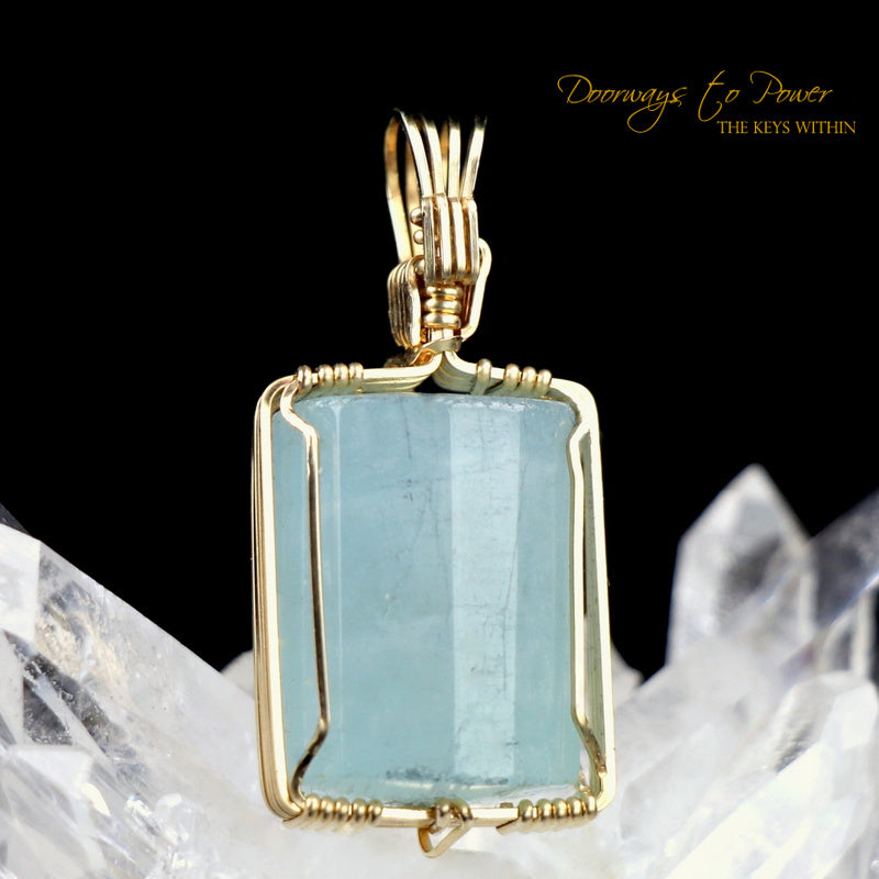 Aquamarine Crystal Pendant 14k