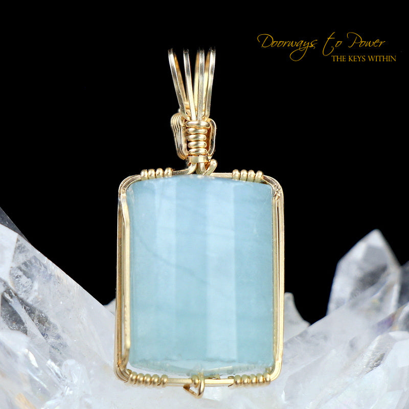 Aquamarine Crystal Pendant 14k
