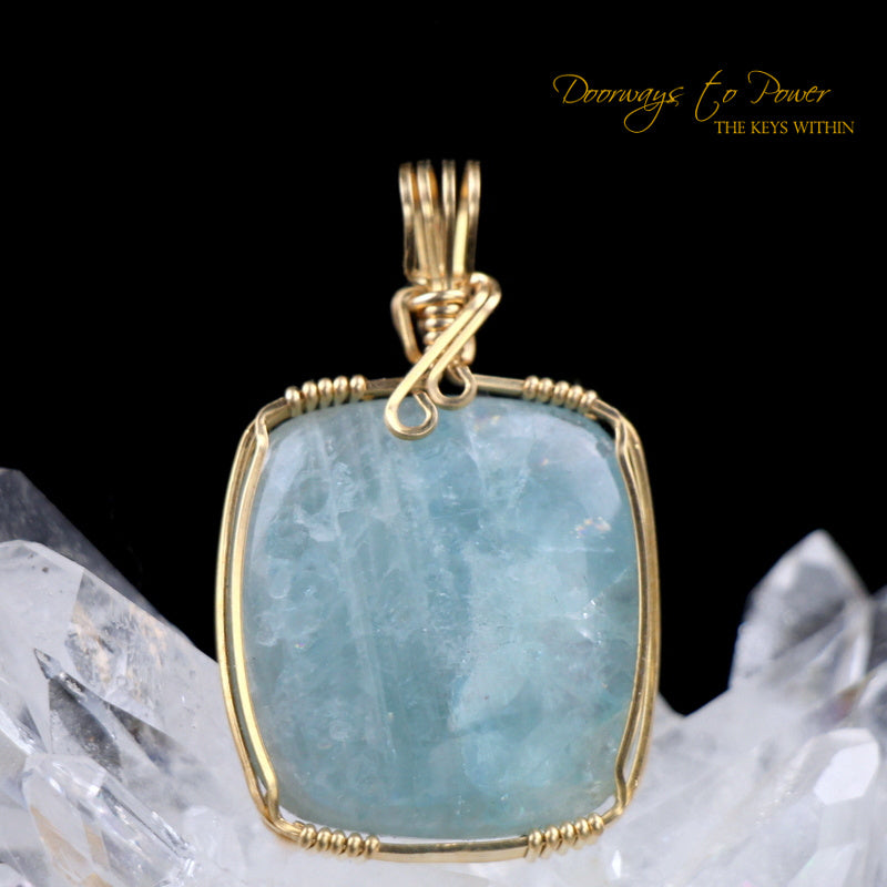 Aquamarine Crystal Pendant 14k