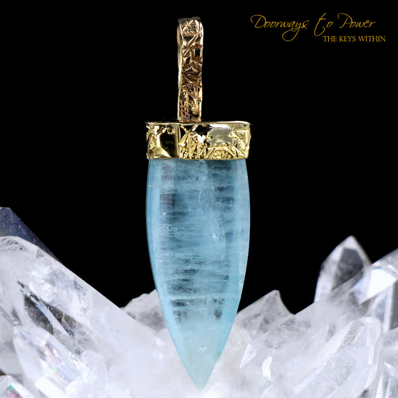 Aquamarine Light Language Crystal Pendant ™ 22k 