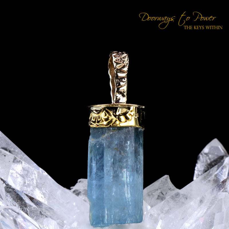Aquamarine Light Language Crystal Pendant ™ 22k 