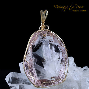 Arcturian StarSeed Pink Andara Crystal Pendant 14k 'Quantum Light Pod'
