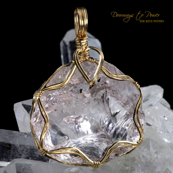 Arcturian StarSeed Pink Andara Crystal Pendant 14k
