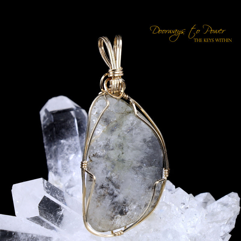 Azozeo Phenacite Crystal Pendant in 14k