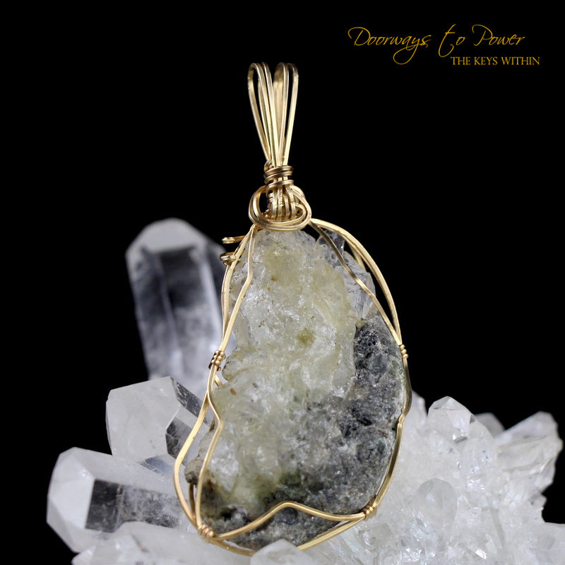 Azozeo Phenacite Crystal Pendant in 14k Gold 'Ultra Rare'