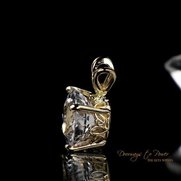 Azozeo Phenacite Crystal Pendant in 14k Gold 