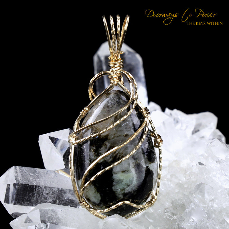 Azozeo Phenacite Crystal Pendant in 14k Gold