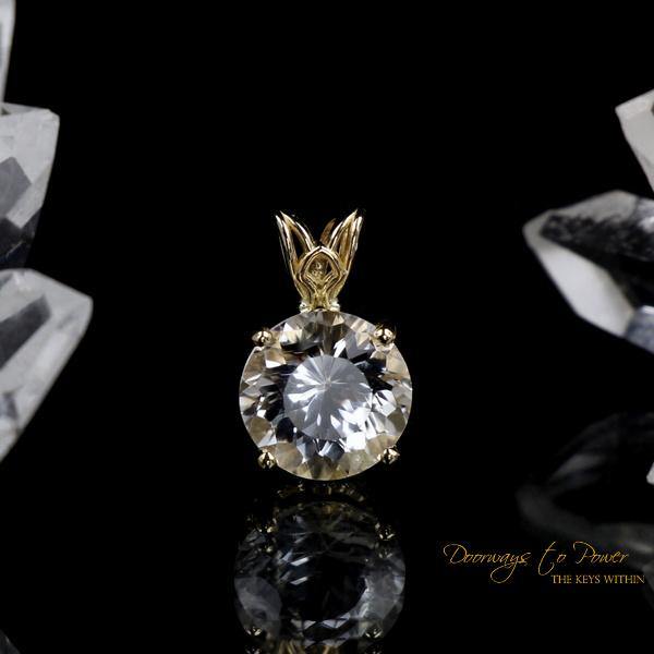 Azozeo Phenacite Crystal Pendant in 14k Gold 