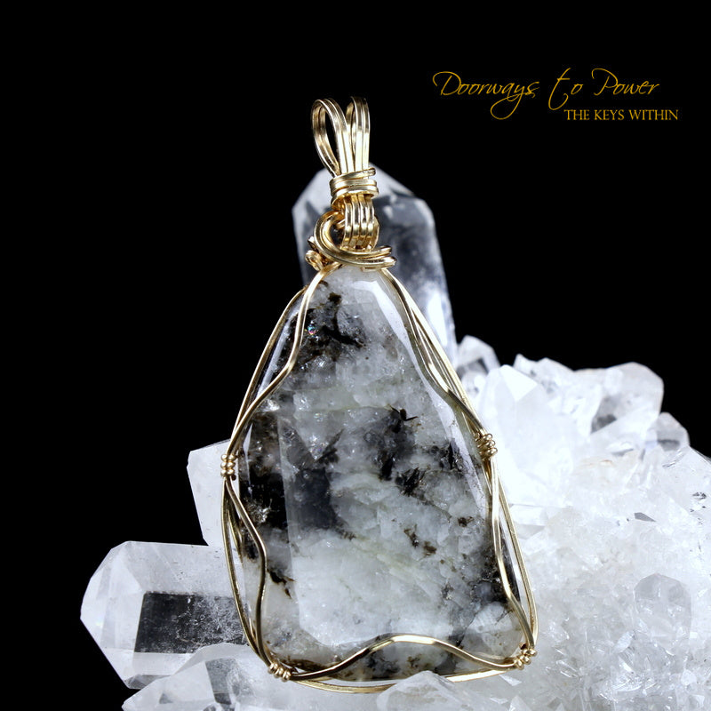 Azozeo Phenacite Crystal Pendant in 14k Gold 'Ultra Rare'