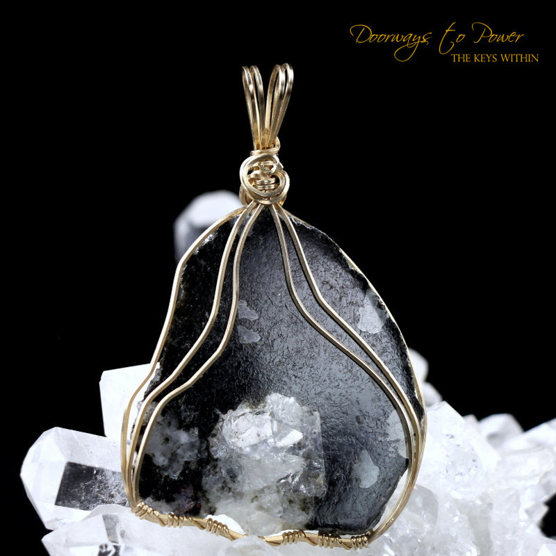 Azozeo Phenacite Crystal Pendant in 14k Gold 