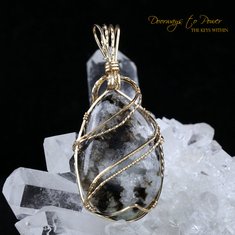 Azozeo Phenacite Crystal Pendant in 14k Gold