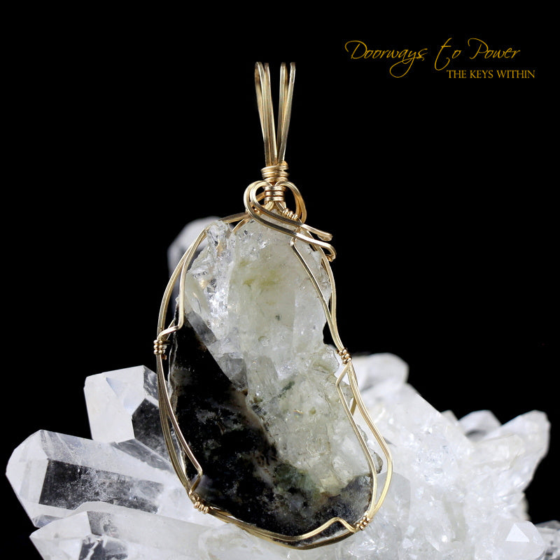 Azozeo Phenacite Crystal Pendant in 14k Gold 'Ultra Rare'