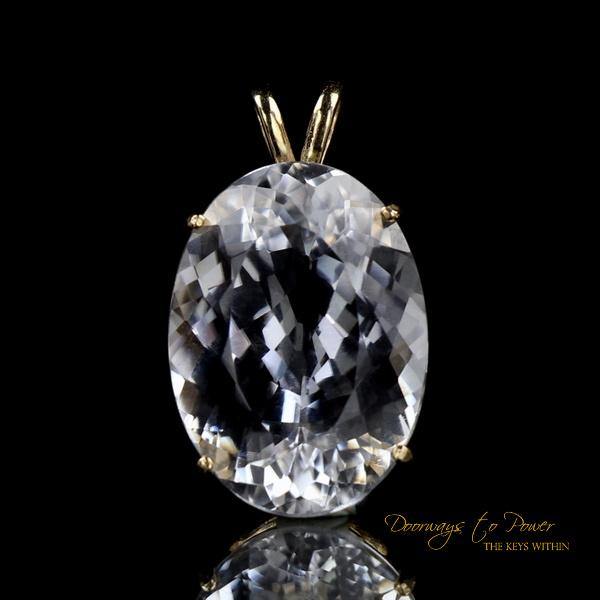 Azozeo Phenacite Crystal Pendant in 14k Gold