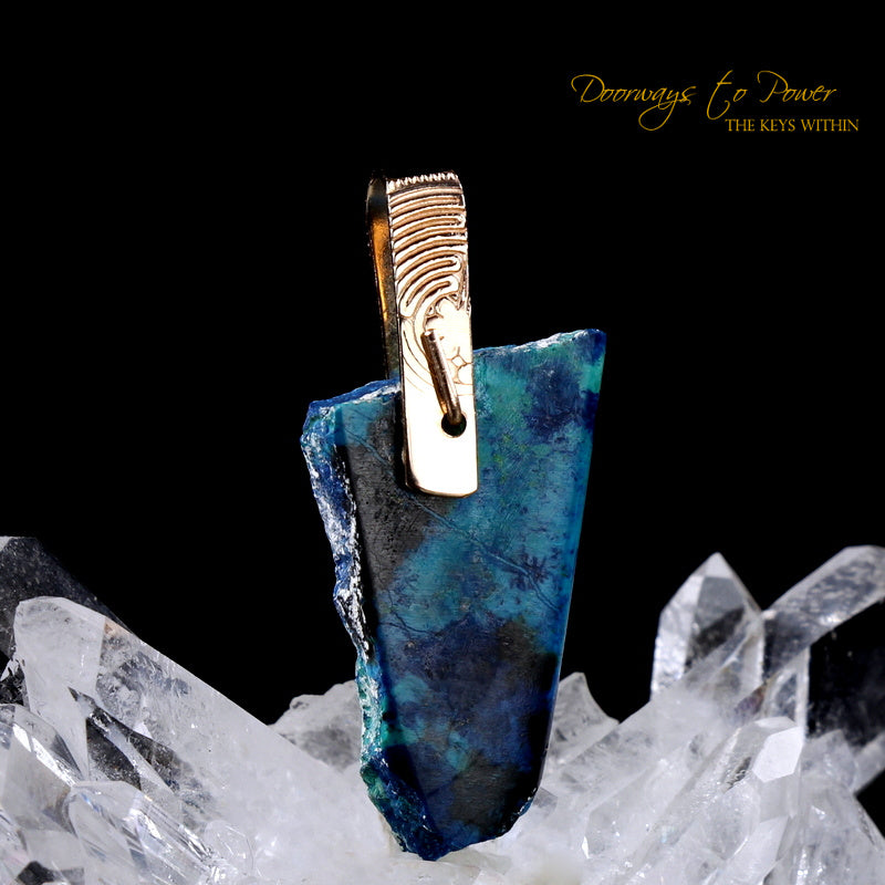 Azurite Malachite Light Language Crystal Pendant™ 14k