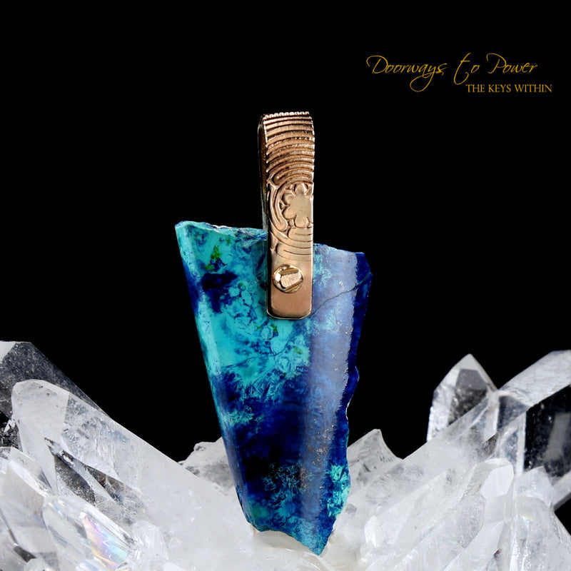 Azurite Malachite Light Language Crystal Pendant™ 14k