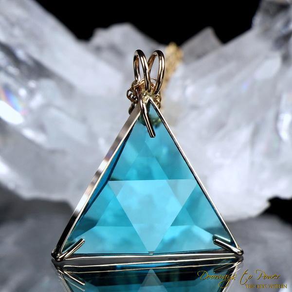 Bahia Blue Obsidian Vogel Star of David Pendant 14k