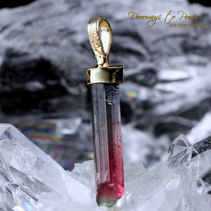 Bi Color Tourmaline Light Language Pendant Crystal 14k Gold 