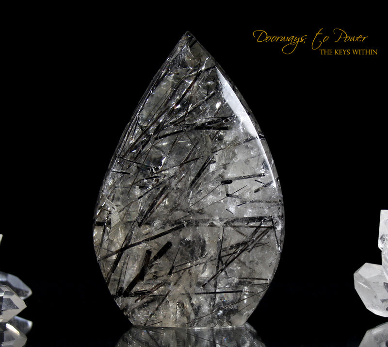 Black Tourmalinated Clear Quartz Crystal Sculpture 'The Oracle'