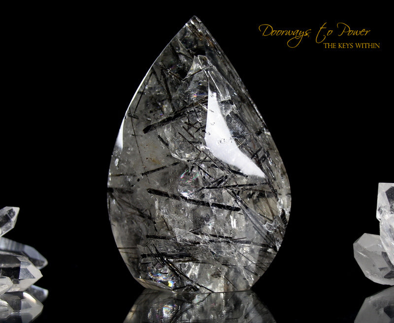 Black Tourmalinated Clear Quartz Crystal Sculpture 'The Oracle'