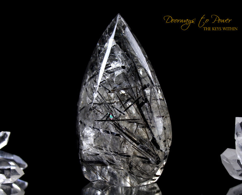 Black Tourmalinated Clear Quartz Crystal Sculpture 'The Oracle'