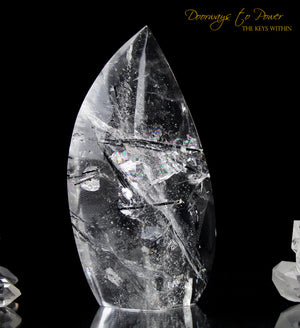 Black Tourmalinated Clear Quartz Crystal Sculpture 'The Oracle'
