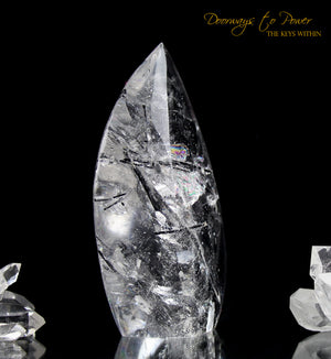 Black Tourmalinated Clear Quartz Crystal Sculpture 'The Oracle'