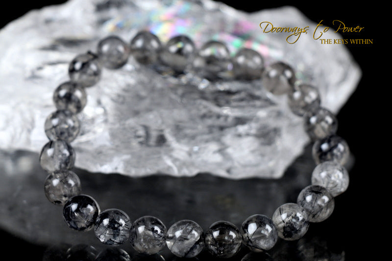 Black Tourmalinated Quartz Crystal Bracelet 
