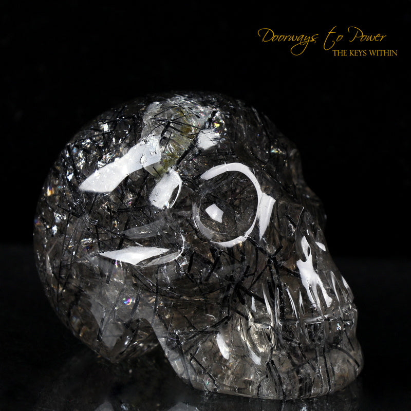 Black Tourmalinated Quartz Crystal Skull 'ORION' 