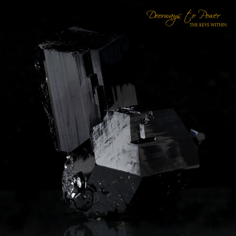 Black Tourmaline Etched Record Keeper Crystal Cannon 'Armor Grid'