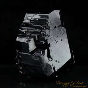 Black Tourmaline Etched Record Keeper Crystal Cannon 'Armor Grid' 