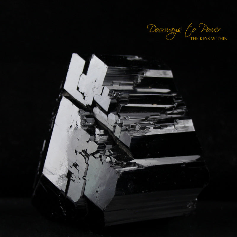 Black Tourmaline Etched Record Keeper Crystal Cannon 'Armor Grid'