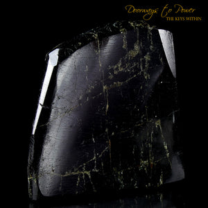 Powerful Black Tourmaline Pyrite Crystal Altar Stone "Energy Armor'