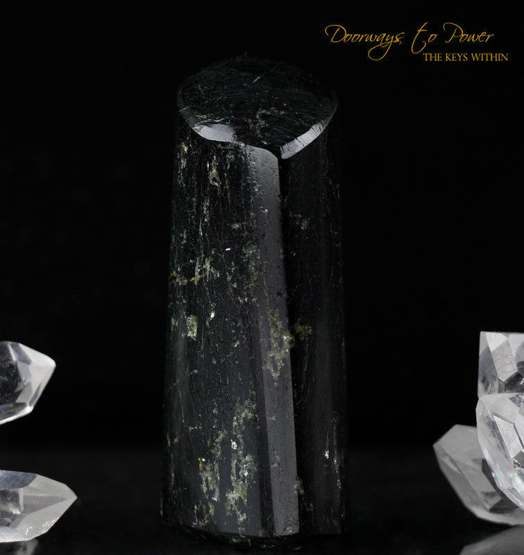 Black Tourmaline Pyrite Crystal Altar Stone