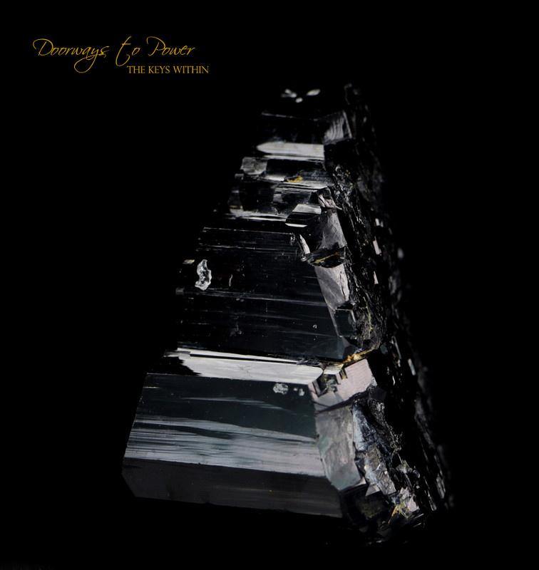 Black Tourmaline Etched Record Keeper Crystal Cannon 'Armor'