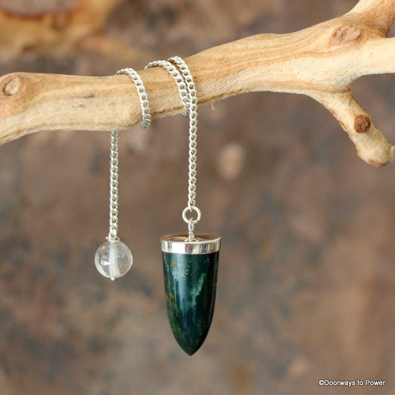 Bloodstone Crystal Pendulum .925 SS