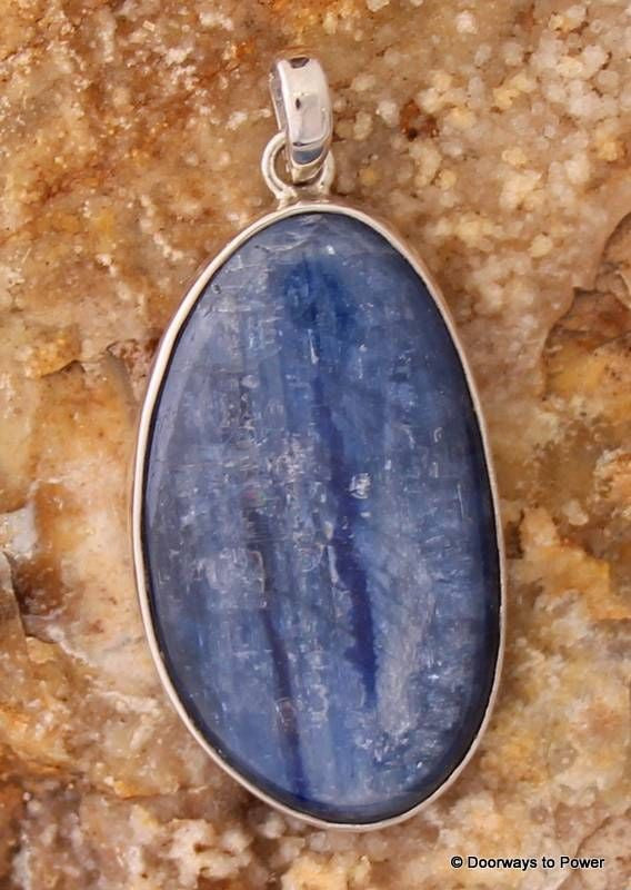Blue Kyanite Crystal Energy Pendant .925 SS