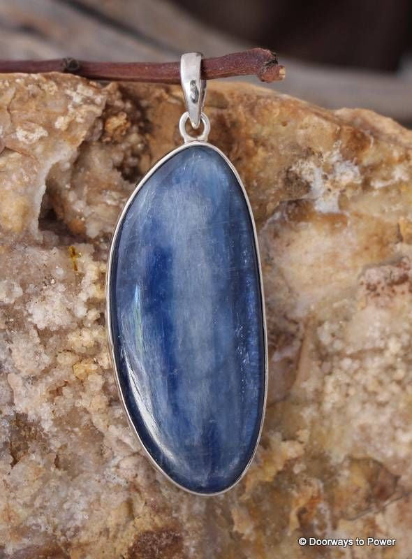 Blue Kyanite Crystal Healers Energy Pendant .925 SS