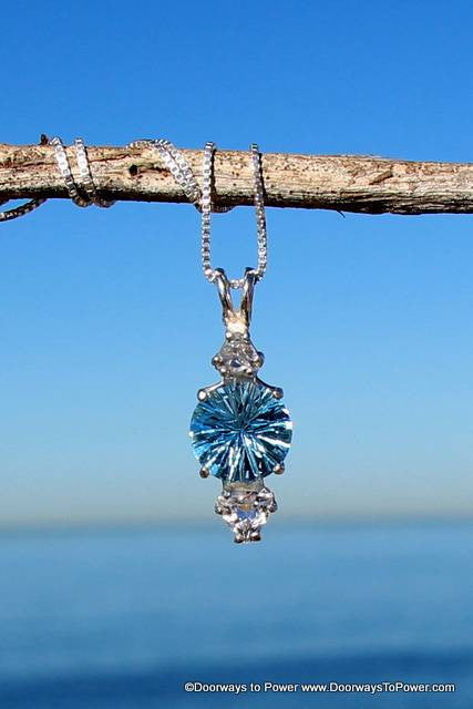 Blue Topaz Super Nova Pendant w/ Phenacite & Danburite