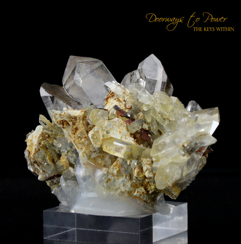 Brookite in Quartz Crystal Cluster Points