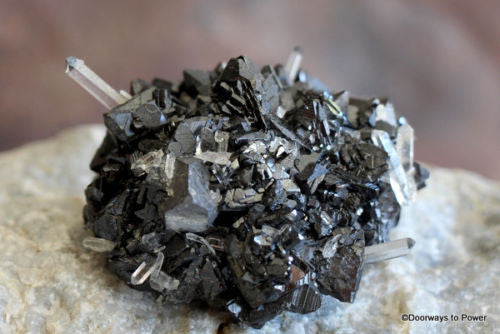 Galena Power Cluster with Fine Quartz Points