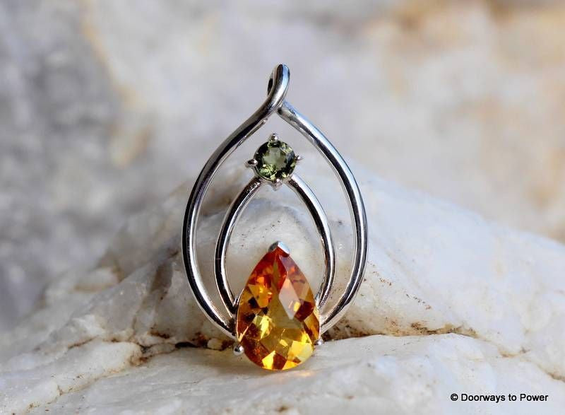 Citrine and Moldavite Celestial Pendant
