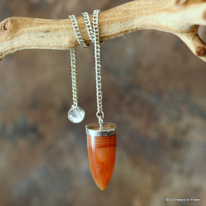 Carnelian Crystal Pendulum .925 SS